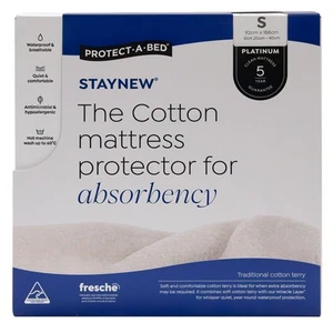 NEW Protect-A-Bed Cotton Terry Staynew Fitted Waterproof Mattress Protectr. Sing - Picture 1 of 1