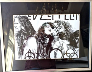 Led Zeppelin Print Framed Zoso Jimmy Page Robert Plant Rock Bands John Bonham - Picture 1 of 12