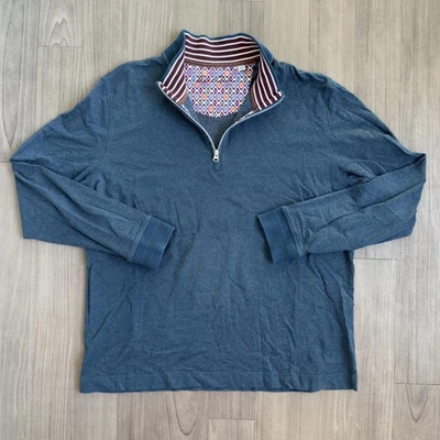 Suéter Robert Graham Para Hombres 2XL Azul Cuarto Cremallera Calce Clásico Tejido Pullover Foto 1 de 4