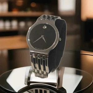 Orologio Uomo Movado Museum 4889226 Acciaio Inox Quadrante Nero Quarzo Svizzero - Foto 1 di 6