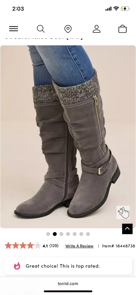 Nuevo en caja Botas hasta la rodilla gris tórrido con puño de punto Foto 1 de 1