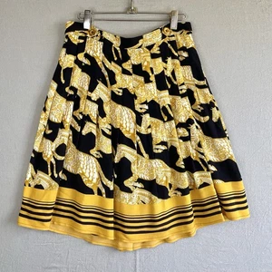 Falda Maeve Anthropologie Talla 8 Jade Caballo Amarillo Azul Marino Forrada Botones Dorados Plisados - Imagen 1 de 16
