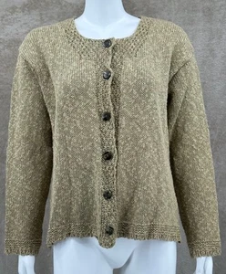 Aran Crafts Sweater Womens XL Green Linen Cotton Cardigan Ireland Knit Cottage - Picture 1 of 12