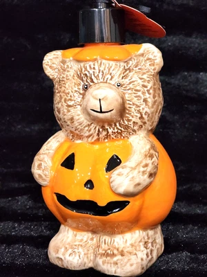 Teddy Bear Jack O Lantern Soap Lotion Dispenser 8" Halloween Pumpkin Pump Bath - Image 1 of 4