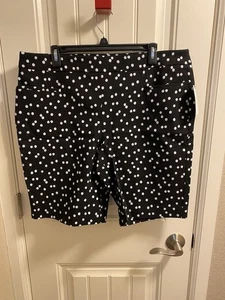 Nwt Time Tru Shorts Ladies XL 16 18 Stretch Black White Polka Dot - Picture 1 of 10
