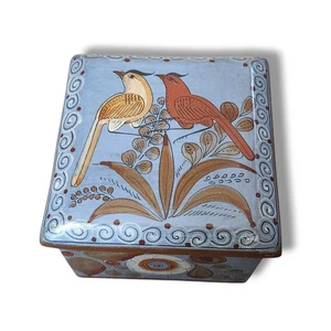 Vtg Tonala Mexico Trinket Jewelry Box Folk Art Bird Signed J.P. Jimon Pottery? - Picture 1 of 9