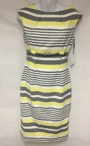 Calvin Klein Damen Gürtel gestreift Etui ärmellos gefüttert Kleid Größe 2 neu mit Etikett $ 83 - Bild 1 von 5