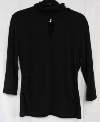 Top Grace Elements para mujer manga 3/4 cuello tortuga agujero de llave talla grande negro nuevo con etiquetas Foto 1 de 4