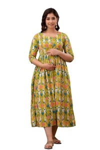 Women Bollywood Style Long Gown Beautiful Maternity Kurti Designer Gown Stitched - Picture 1 of 8