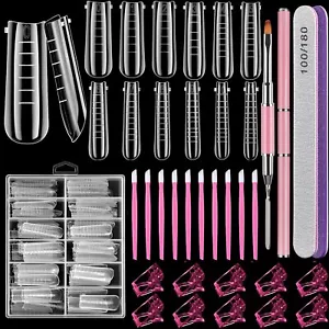 Dual Nail Forms Set 120 Pcs Clear Nail Extension Forms Coffin Nail Gel Forms wi - Picture 1 of 8