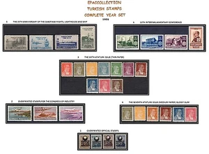 TURKEY 1951, COMPLETE YEAR SET, INCLUDES OFFICIAL AND DEFINITIVE STAMPS, MNH - Picture 1 of 1