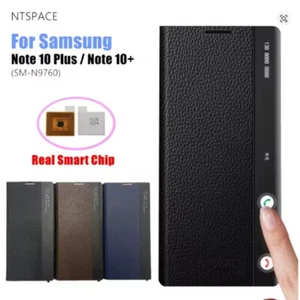 Echt Leder Hüllen für Samsung Note10+ Smart View Cover Spiegel Flip Cover - Bild 1 von 10