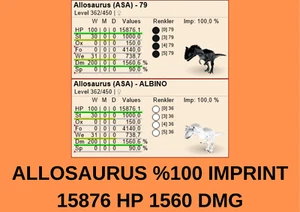 ALLOSAURUS 1560 DAÑO 15876 HP %100 impresión Arca Supervivencia Ascendida Oficial PVE - Imagen 1 de 6