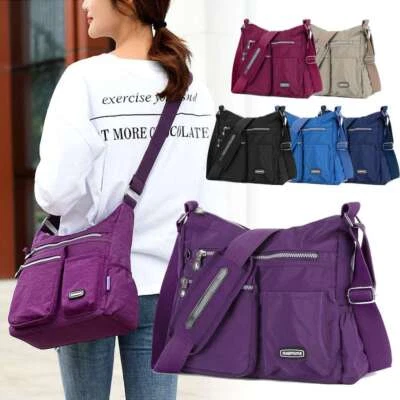 Mujeres Impermeable Grande Mensajero Bandolera Damas Bolso de Mano Bolso de Hombro Cartera Foto 1 de 4