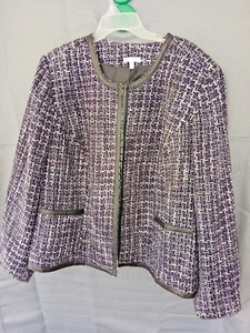 WOMEN'S BLAZER~ FASHION BUG~ PLUS SIZE 26W~TWEED~PURPLE/BLACK/WHITE~HOOK CLOSURE - Picture 1 of 7