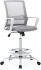 Mid-Back Mesh Tall Office Drafting Stool Chairs With Armrest For Standing Desk,