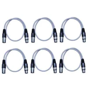 6 Pack of 2 Foot White XLR to XLR Patch Cables PA/DJ Mic Cords - Picture 1 of 4