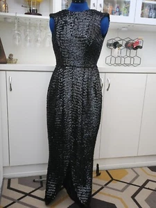 Vtg 1950s 1960s Smart Miss Black Sequin Gown Tulip Maxi Dress XS VLV - Picture 1 of 8