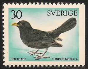 Suecia #873 (A187) en estado bastante bueno MNH - 1970 30o Blackbird - Imagen 1 de 1