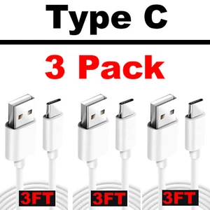 For Samsung S9 S10 Plus Note 9 Quick USB C Sync Cable Charger Cord White 3 FT - Picture 1 of 5