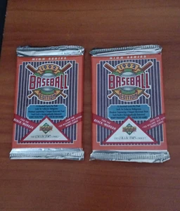 1992 Upper Deck Baseball Edition Foil Pack Lot - Two (2) Unopened Foil Packs - Picture 1 of 1