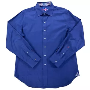 Robert Graham langärmliges Herrenhemd klassische Passform geprägt blau Large - Bild 1 von 8