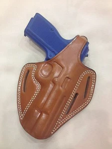 Leather PANCAKE Holster - BROWNING HI POWER, FEG PJK  (# 8010 BRN) - Picture 1 of 5