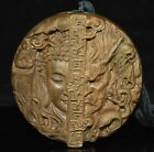 3.1'' Rare Old Chinese Boxwood Wood Carved Good Evil Buddha Demon Waist Token