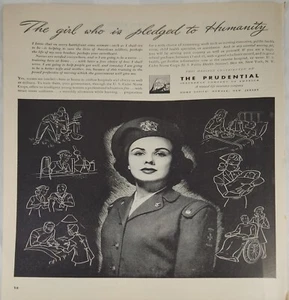 1944 The Prudential Insurance Company Vintage Ad girl who is comprometida con la humanidad - Imagen 1 de 1