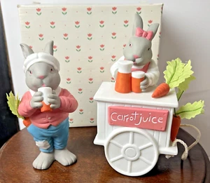 Dept 56 Carrot Patch Juice Bunny Rabbit Cart + Customer Easter Hideaway Hollow - Picture 1 of 14