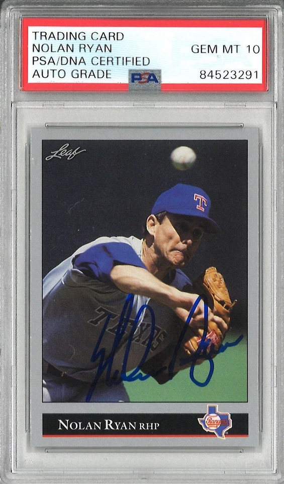 Nolan Ryan Signed 1992 Leaf Trading Card PSA DNA 84523291 GEM MINT 10 AUTO - Image 1 of 1
