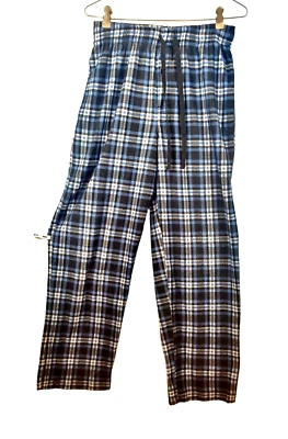 Pantalones de pijama de salón a cuadros AZUL/NEGRO FRUIT OF LOOM para hombre con bolsillos pantalones deportivos S Foto 1 de 4