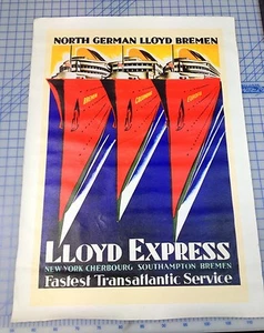 Lloyd Express North German Breman Vintage Advertisment On High Quality CANVAS - Picture 1 of 1