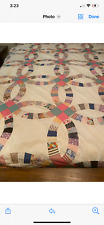 Vintage Double Wedding Ring Quilt Top 77"x 93"