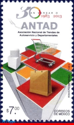 2813 MÉXICO 2013 ANTAD, ASOCIACIÓN DE SUPERMERCADOS/DEPARTAMENTO, 30 ANIVERSARIO, MNH Foto 1 de 2