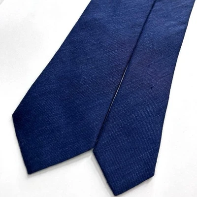 Corbata Good Paul Smith seda lino lisa corbata sólida azul marino textura japonesa Foto 1 de 4