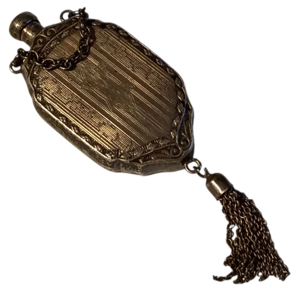 Pingente corrente frasco de perfume prata esterlina Chatelaine  - Imagem 1 de 4