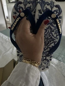 W 9- 10 Dolce&Gabbana x Havaianas Blu Mediterraneo Sandals Flip Fop - Picture 1 of 10
