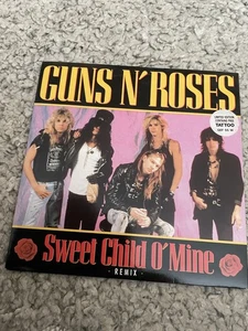 Guns N’ Roses - Sweet Child O’ Mine 7” Ltd Ed Black Vinyl Single 1989 With Tatto - Picture 1 of 7