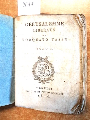 GERUSALEMME LIBERATA tomo II di TORQUATO TASSO - 1816 - Pietro Bernardi - ( - Immagine 1 di 4