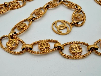 Autêntico Cinto de Corrente CHANEL Vintage Marca Coco Ouro Acessórios Femininos Raro 42' - Imagem 1 de 4