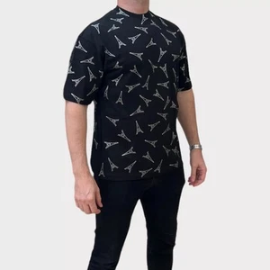 Balenciaga T-Shirt Crystal Embellished Eiffel Tower Print Oversized Size S - Picture 1 of 6