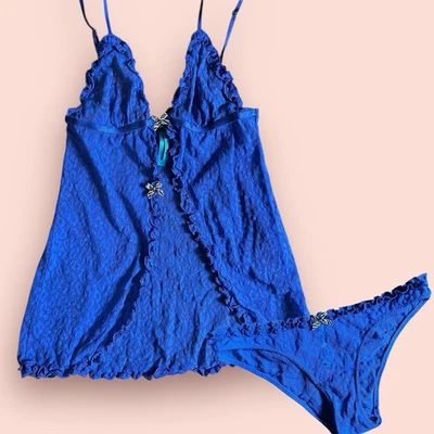 Y2K VICTORIAS SECRET LACIE CAMISÓN LENCERÍA Ropa Interior Cebra Arcos Trashy Mcbling Foto 1 de 4