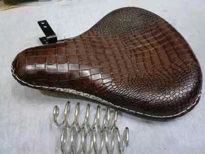 Crocodile Genuine Pure Leather saddle solo seat Fits Royal Enfield Bullet - Picture 1 of 7
