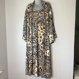 Natori Gown & Robe Set Purple Animal Print M - Picture 1 of 9