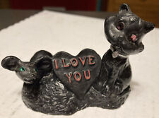 Vintage West Virginia Coal Cat And Mouse w/ Jewel Eyes "I Love You" Figurine.