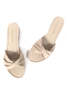 NIB Bettye Muller Womens Score Twisted Nude Soft Suede Sandal Sz 10.5 $199 ABFB - Picture 1 of 7