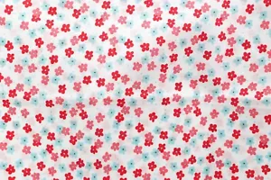 Tessuto Cotone Ditzy Coralli Floreali e Azzurro 2 Pezzi Pretagliati 18" x 21" - Foto 1 di 4
