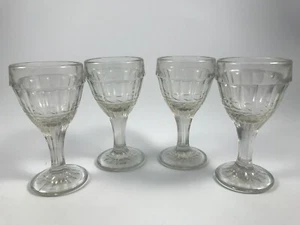 Antiguo EAPG Juego de 4 COPAS DE VINO TRANSPARENTE/CORDIAL 4" Vástago Multilateral - Imagen 1 de 6