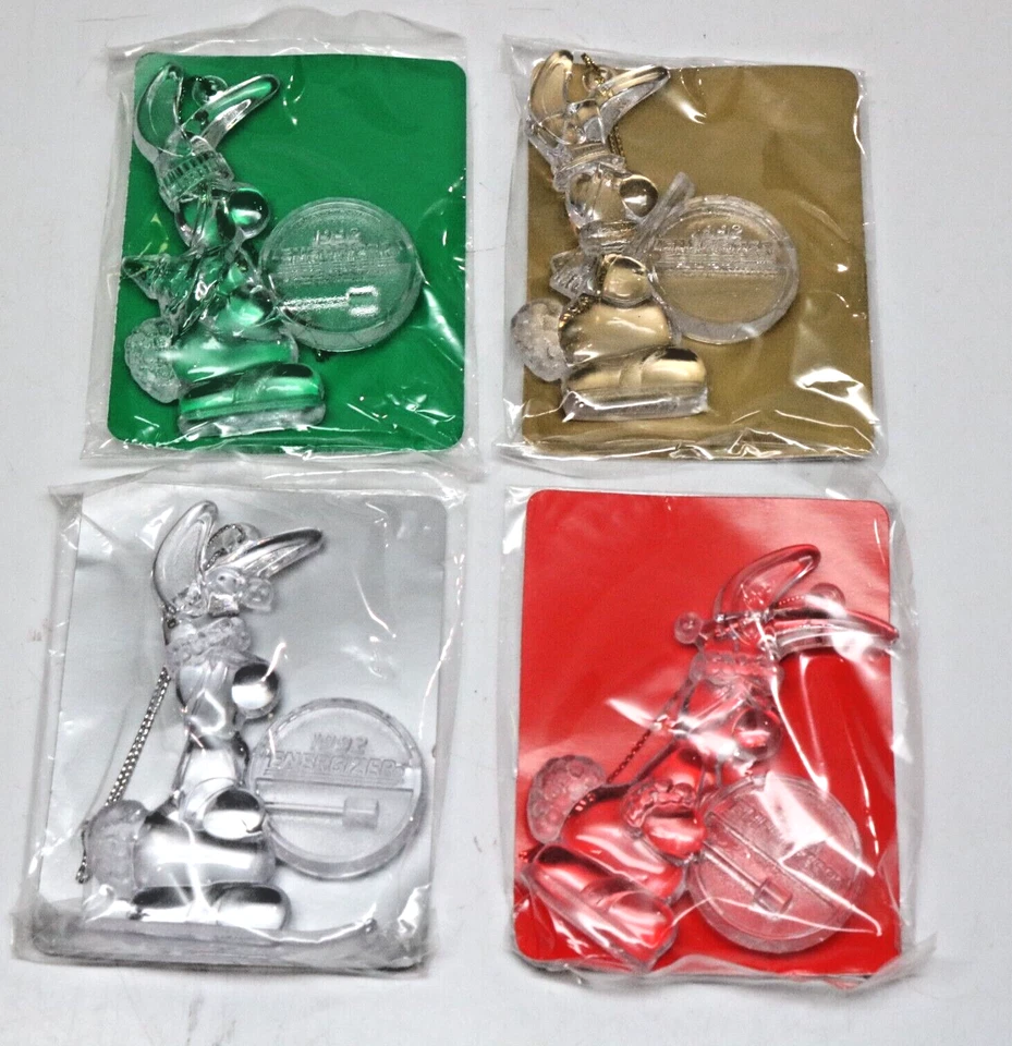 Pair of Vintage 1992 NOS Energizer Bunny Clear Plastic Ornaments